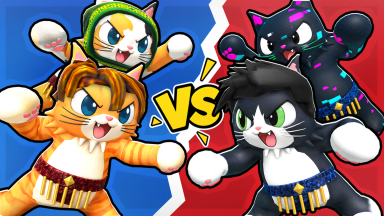 Two cats lunging at each other over a lava floor in Cat Battles